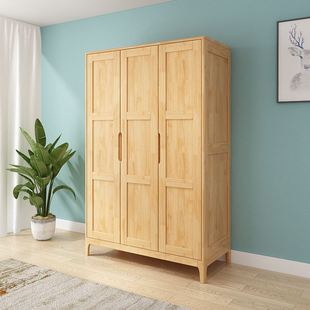 定制北欧衣柜两门三门四门简约对开衣厨木质更卧室家具收纳柜实木