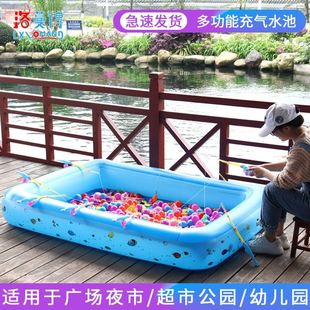 加大号儿童充气钓鱼玩具池方形游泳池家用男女童玩沙池婴儿戏 新款