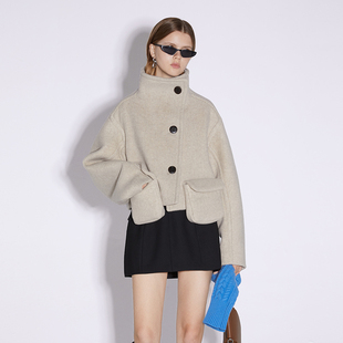 N·MORE设计师品牌 22秋冬新品 羊毛外套 立体口袋高领短款