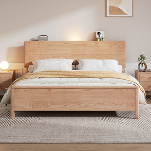 白蜡木床北欧实木床1.8米双人床现代简约1.5米主卧高箱储物床