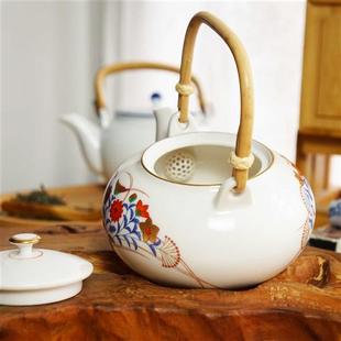 陶瓷提梁壶日瓷茶具家用瓷器茶壶家用茶水壶香蘭社 香兰社