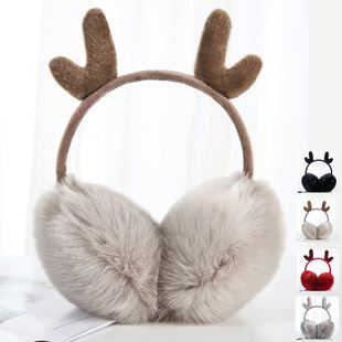 可伸缩耳包儿童耳捂子 耳罩冬天保暖可爱鹿角少女学生毛绒耳套冬季