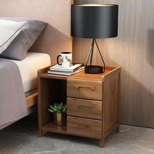 床边窄柜子置物架 床头柜现代简约小型尺寸卧室收纳储物实木简易款