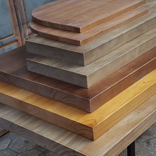 实木桌面板定制飘窗吧台面板松木板原木老榆木餐桌办公电脑书桌板