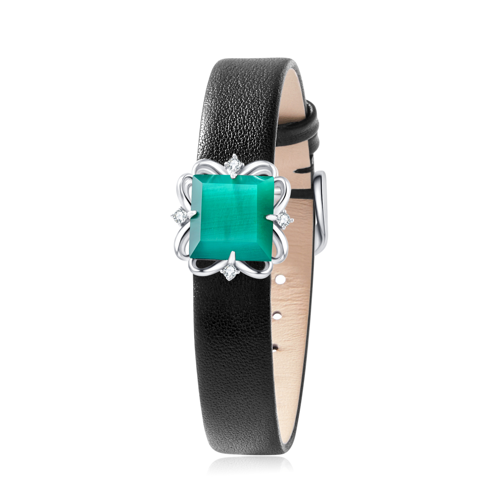 宫藤 中国结元 手环腕带两用s925纯银新年礼物 素祖母绿色玉髓项链