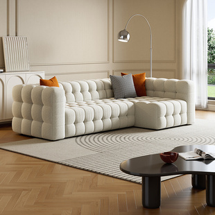 北欧网红BOBA棉花糖电动功能沙发床羊羔绒客厅三人奶油现代沙发床