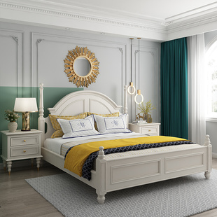 家具白色复古单人床现代简约轻奢1.5双人 欧式 定制实木床1.8米美式
