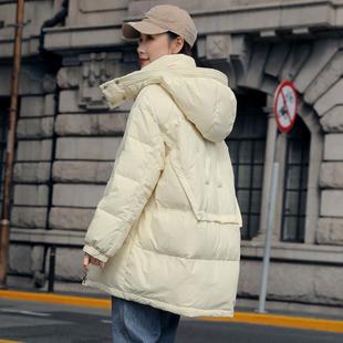 韩版 欧货2023冬季 外套 工装 新款 宽松面包服时尚 加厚羽绒服女中长款