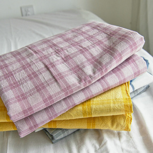 学生宿舍双单人床格子全棉100被单三件套夏季 水洗棉床单单件纯棉