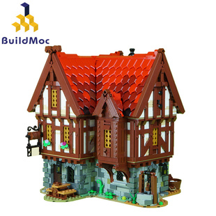 模型 积木玩具中世纪酒馆庄园旅馆店客栈建筑街景组装 BuildMOC拼装