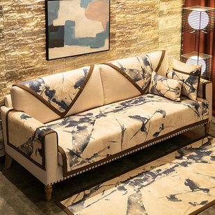 美式 沙发垫布艺防滑坐垫子新中式 通用实木真皮客厅罩套盖巾 四季