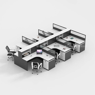 6人工位桌屏风卡座办公室桌椅组合办公 职员办公桌简约现代4 新品