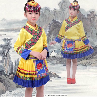 新款 l儿童苗族演出服 幼儿女族彝服饰壮族瑶族表演服 族民舞蹈服