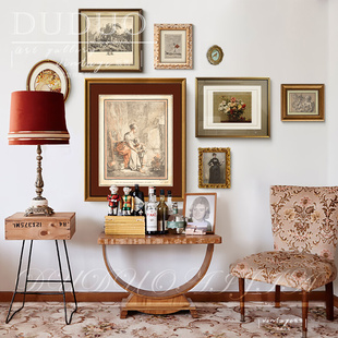欧式 复古装 轻奢挂画沙发背景墙小众艺术壁画 饰画组合客厅餐厅美式