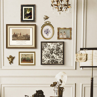 法式 客厅组合挂画沙发背景墙卧室装 复古轻奢花卉餐厅壁画 饰画美式