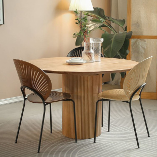创意圆桌休闲接待洽谈桌咖啡桌 实木餐桌家用小户型客厅个性