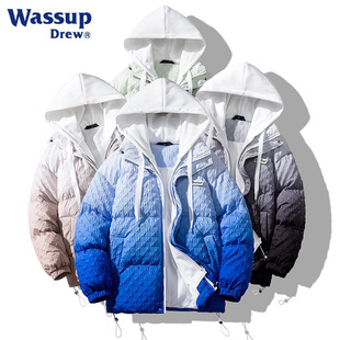 WASSUP羽绒服男士 冬季 渐变色潮流休闲轻薄男装 加厚外套男 2023新款