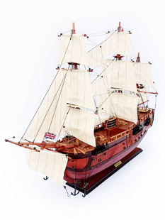 96CM原木色进口手工木质帆船模型成品大 库克船长奋进号ENDEAVOUR