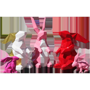 新年几何兔子雕塑摆件抽象兔子玻璃钢生肖兔年春节工艺品大型户外