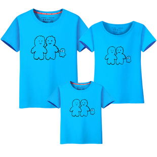 一家三口四口母子母女 2021新款 T恤洋气 夏款 潮亲子装 网红短袖 夏装