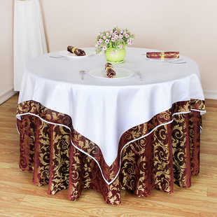 桌布饭店礼堂台布圆形餐桌布家用台裙 大提花婚宴新中式