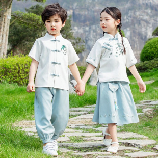 幼儿园男童童表演服 小学生汉服中国风民国夏装 儿童演出服装