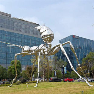 不锈钢蚂蚁雕塑城市广场标志性艺术雕塑园林景观抽象动物摆件制作