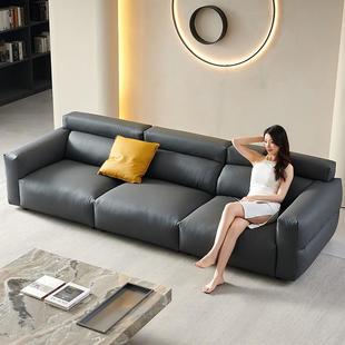 极简大黑牛硅胶皮沙发客厅轻奢小户型高靠背豆腐块直排沙发 意式