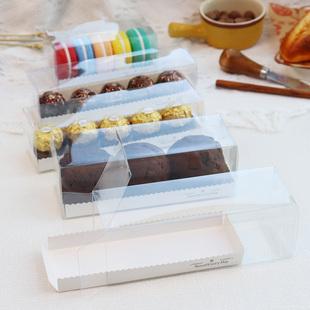 盒PET折盒马卡龙2粒3粒切块长条形蛋糕盒 透明塑料西点盒烘焙包装