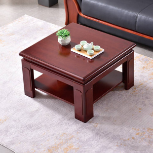 桌子简约网红木茶几 实木大方几边几双层方桌沙发方桌置物客厅中式