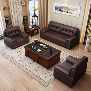 三人位沙发商务会客 天楷家具办公沙发茶几组合简约现代沙发新中式