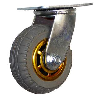 8重型静音万向轮小推车平板车实心橡胶轮带刹车脚轮 6寸橡胶轮4