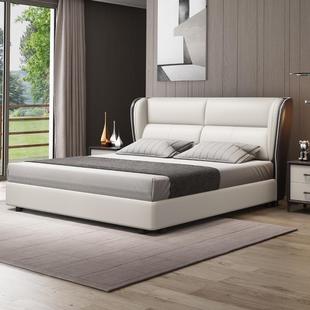 真皮床2米x2米大床双人床高端床主卧大气轻奢床现代简约乘2.2加宽