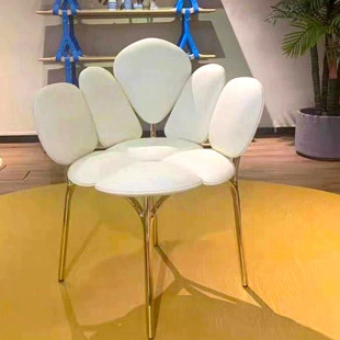 北欧轻奢风创意花瓣椅卧室个性 梳妆椅不锈钢餐椅客厅艺术休闲椅
