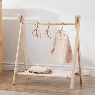 婴儿衣服架子收纳衣柜 婴幼儿衣架落地儿童宝宝挂衣架多功能实木