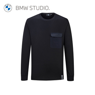 T恤春秋新款 BMW 纯色圆领男商务长袖 Studio宝马男装 t恤打底衫 长袖