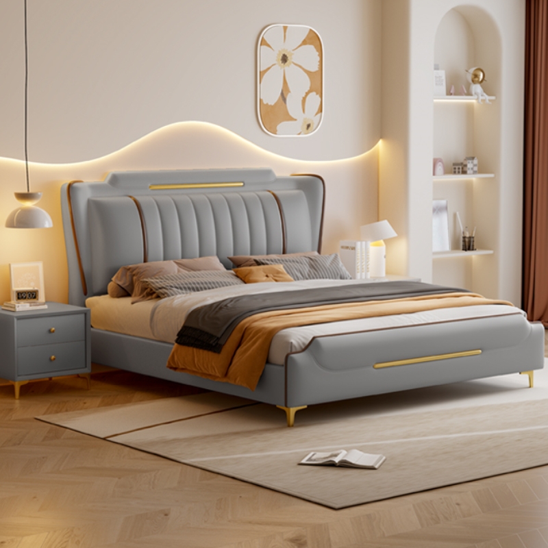 奶油风主卧皮床小户型家用1.8米大床现代简约1.5米软包床高端大气