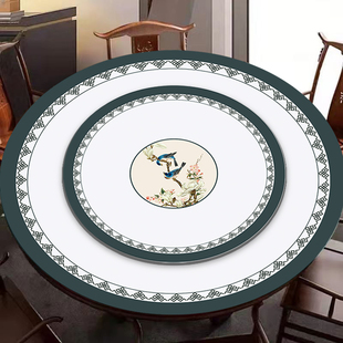 中式 大圆桌皮革桌布防水防油转盘桌垫红木家用圆形防烫不透明盖布