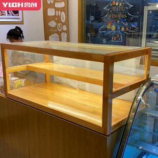 面包店玻璃柜面包柜小型日式 吧台展示柜台面透明柜咖啡店展柜定做