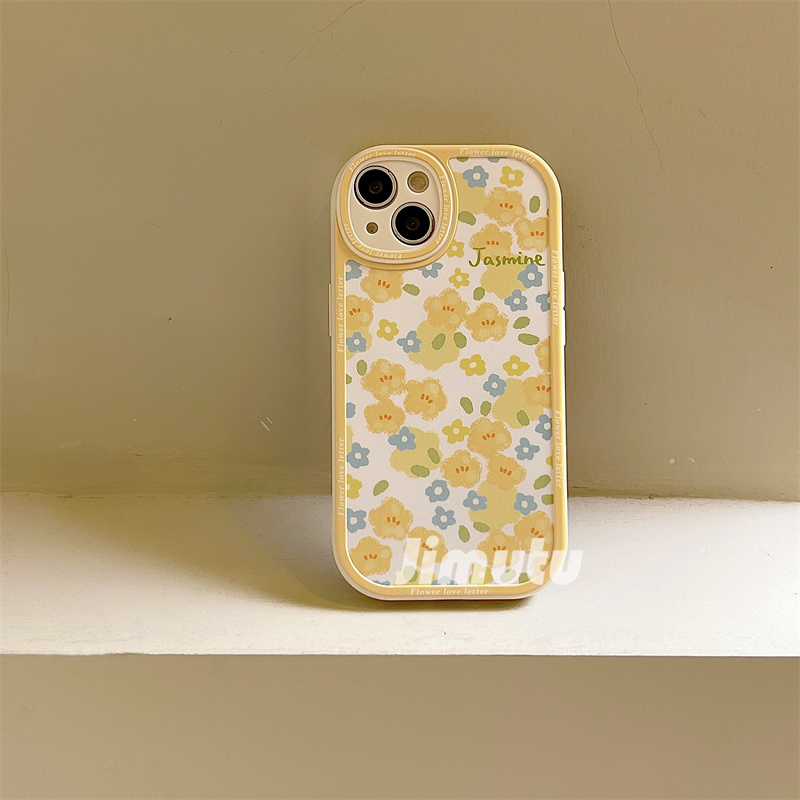 黄色小碎花适用荣耀x20se手机壳iPhone苹果11promax华为mate50 opporeno9 x23小米11pro nova8文艺vivos10e