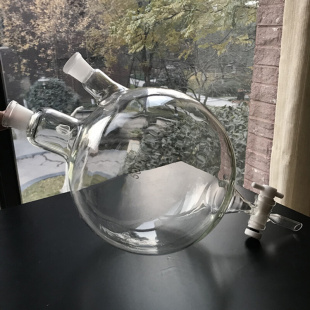 可定制两口分液漏斗5000ml二颈球形烧瓶高硼硅耐热玻璃1L2L3L10L