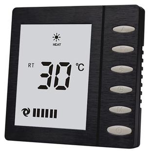酒店中央空调控制温控风机盘管智能开关面板 黑色拉丝液晶温控器