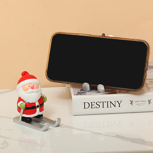 饰小摆件送礼 可爱圣诞老人礼物桌面手机支架麋鹿雪人平板支撑架装