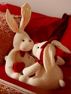高档婚礼婚房中布置新婚兔公仔可爱婚庆摆 压床娃娃一对结婚新款