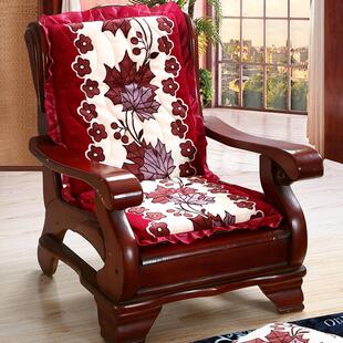通用 沙发垫子实木带靠背连体红木坐垫单人木椅子垫加厚可拆洗四季