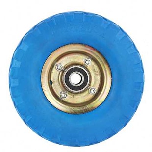 6寸8寸10寸实心万向轮蓝色发泡轮胎静音橡胶脚轮手推平板车定向轮