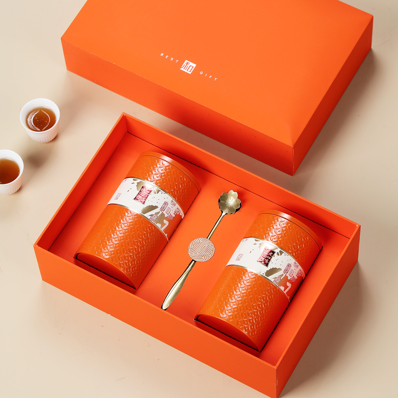 高档茶叶包装 盒新款 空礼盒定制 红色空盒子红茶绿茶通用铁罐半斤装