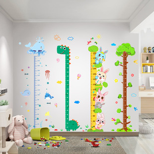 饰不伤墙可移除记录小孩宝宝测量身高贴纸 卡通儿童身高墙贴客厅装