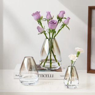 简约现代水晶透明玻璃花瓶创意餐桌客厅鲜花高级感摆件小乐高花瓶