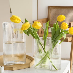 网红花瓶摆件客厅插花ins风玻璃透明郁金香鲜花水养水培北欧风格